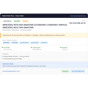 MERCEDES W176 FAR ANAHTARI A2129050651