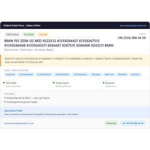 BMW F01 ZGW-02 MİD 9322532 BMW F01 ZGW-02 MİD 9322532