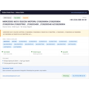 MERCEDES W213 SİLECEK MOTORU 2138206904