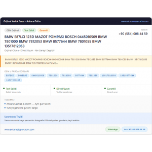 BMW E87LCI 123D MAZOT POMPASI BMW E87LCI 123D MAZOT POMPASI