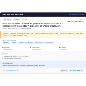 MERCEDES VANEO 1.6İ MANUEL ŞANZIMAN