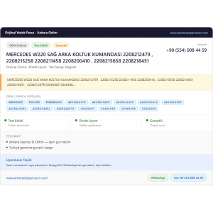 MERCEDES W220 SAĞ ARKA KOLTUK MERCEDES W220 SAĞ ARKA KOLTUK