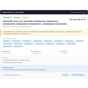 MERCEDES W245 AÇI SENSÖRÜ A1694641518 MERCEDES W245 AÇI SENSÖRÜ A1694641518
