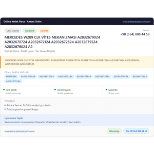 MERCEDES W209 CLK VİTES MEKANİZMASI MERCEDES W209 CLK VİTES MEKANİZMASI