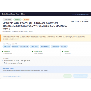 MERCEDES W176 A180CDI ŞARJ DİNAMOSU MERCEDES W176 A180CDI ŞARJ DİNAMOSU