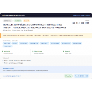 MERCEDES W140 SİLECEK MOTORU 0390341401 MERCEDES W140 SİLECEK MOTORU 0390341401