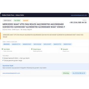 MERCEDES W447 VİTO FAN ROLESİ