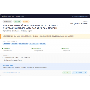 MERCEDES W211 SAĞ ARKA CAM MERCEDES W211 SAĞ ARKA CAM