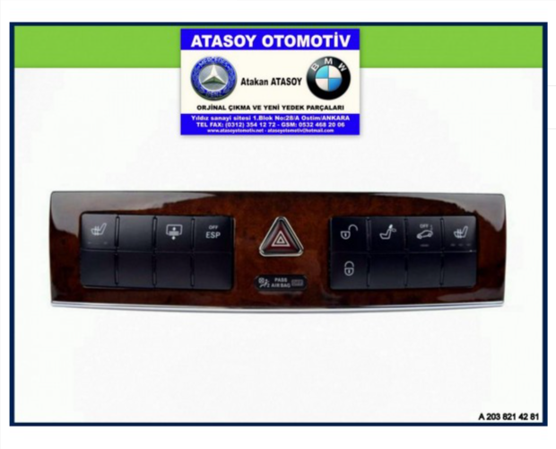 MERCEDES W203 KONTROL PANELİ A2038214281