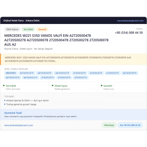 MERCEDES W221 S350 VANOS VALFİ MERCEDES W221 S350 VANOS VALFİ