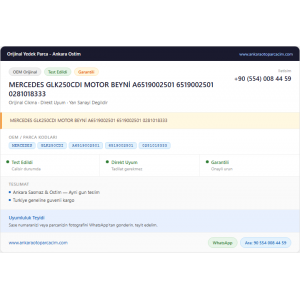 MERCEDES GLK250CDI MOTOR BEYNİ A6519002501