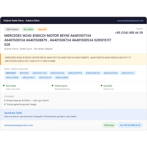 MERCEDES W245 B180CDI MOTOR BEYNİ MERCEDES W245 B180CDI MOTOR BEYNİ