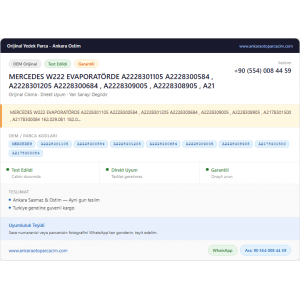 MERCEDES W222 EVAPORATÖRDE A2228301105 A2228300584