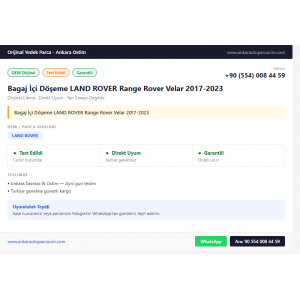 Bagaj İçi Döşeme LAND ROVER Range Rover Velar 2017-2023 Bagaj İçi Döşeme LAND ROVER Range Rover Velar 2017-2023